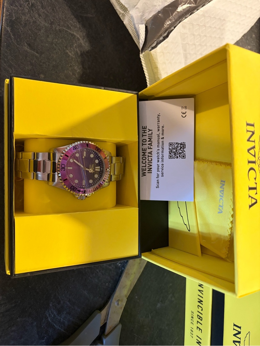 Invicta Women's Silver Watch with Purple Dial and Bezel